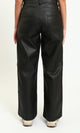 R214471 - Wide-Leg Solid Leather Pants - Black