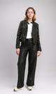 R214471 - Wide-Leg Solid Leather Pants - Black