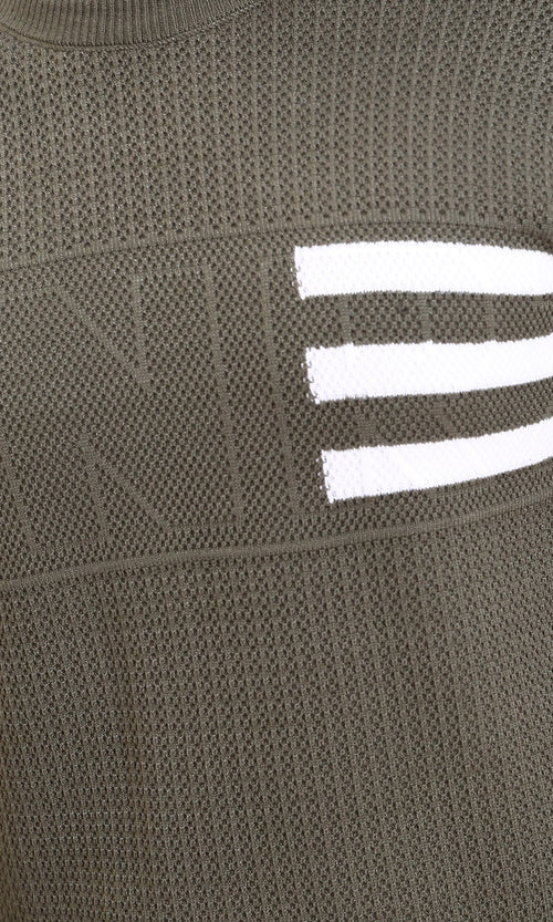 R214478 - Regular Fit Slip On Knitted Pullover - Dark Khaki