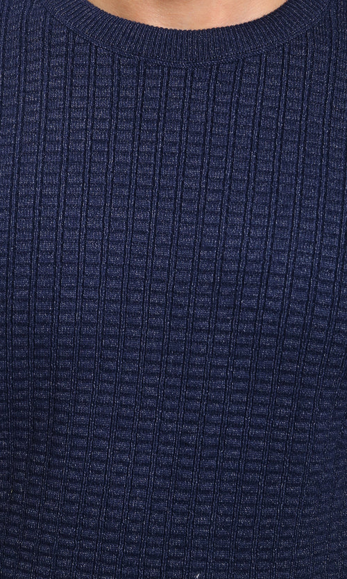 R214479 - Slip On Regular Fit Textured Sweater - Navy Blue