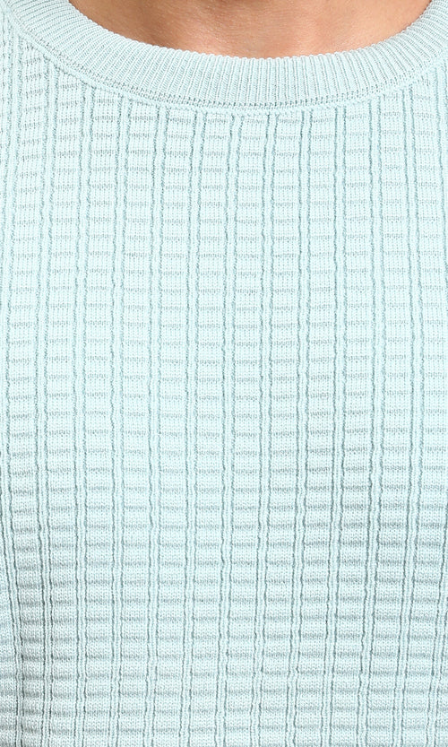 R214480 - Slip On Regular Fit Textured Sweater - Light Mint