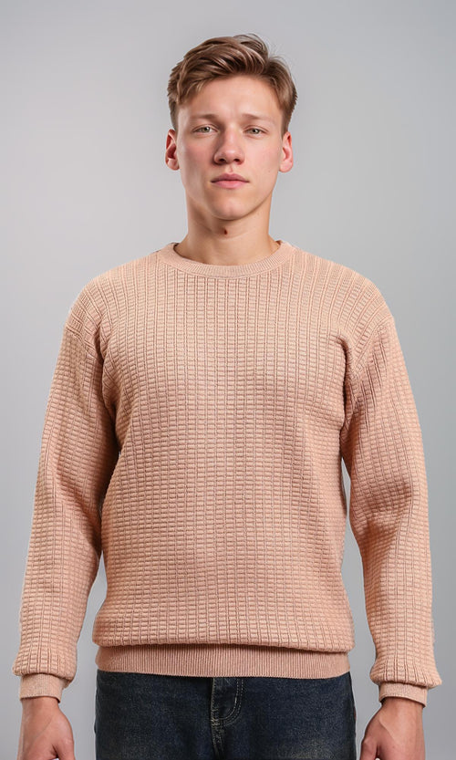 R214481 - Slip On Regular Fit Textured Sweater - Dusty Rose