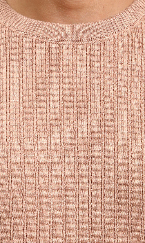 R214481 - Slip On Regular Fit Textured Sweater - Dusty Rose