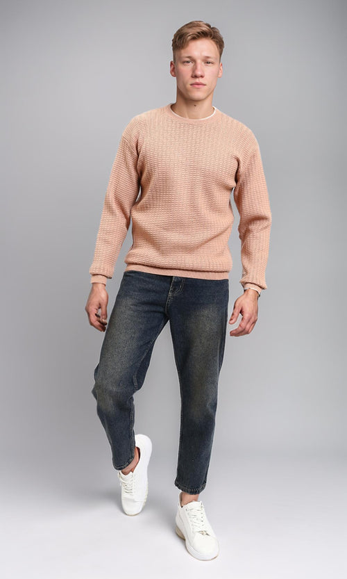 R214481 - Slip On Regular Fit Textured Sweater - Dusty Rose