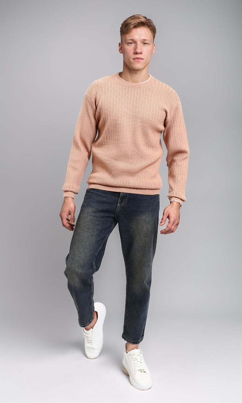 R214481 - Slip On Regular Fit Textured Sweater - Dusty Rose