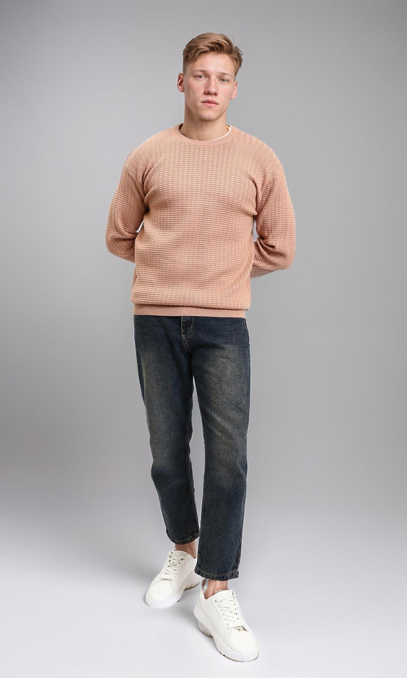 R214481 - Slip On Regular Fit Textured Sweater - Dusty Rose