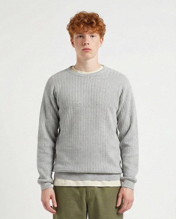 Slip On Regular Fit Textured Sweater - Light Grey