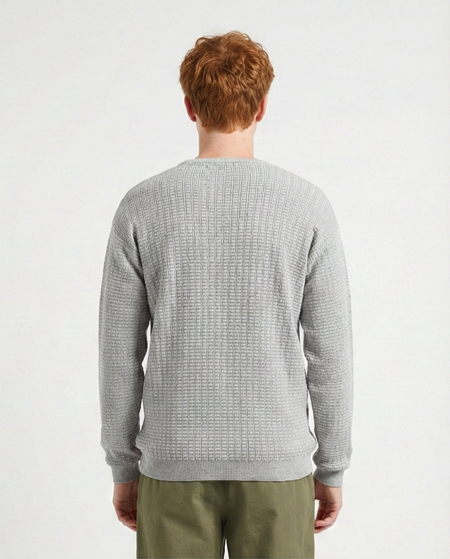 R214483 - Slip On Regular Fit Textured Sweater - Light Grey