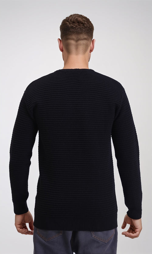 R214484 - Chunky Knit Regular Basic Pullover - Black