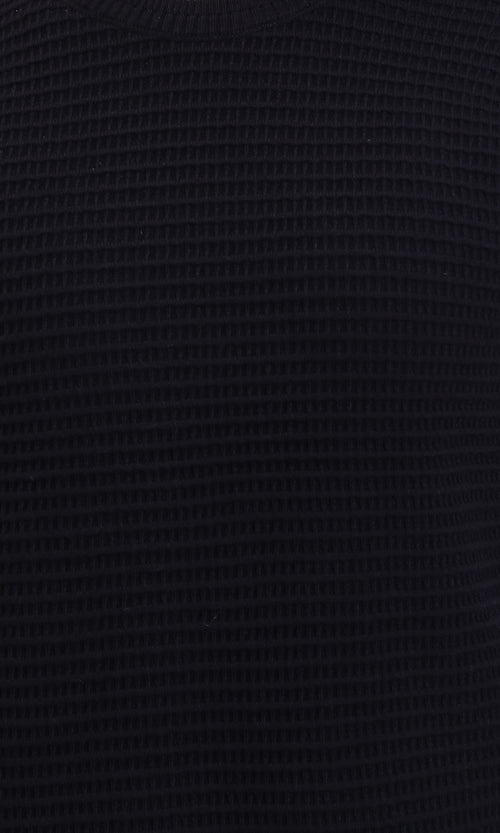 R214484 - Chunky Knit Regular Basic Pullover - Black