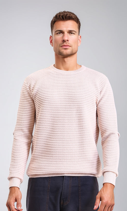 R214485 - Chunky Knit Regular Basic Pullover - Beige