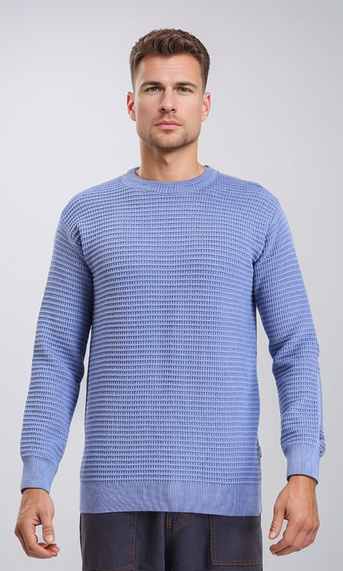 R214486 - Chunky Knit Regular Basic Pullover - Dusty Blue