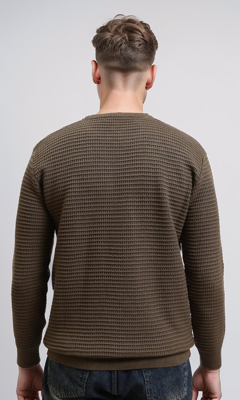 R214487 - Slip On Regular Fit Textured Sweater - Burnt Brown – RAVIN