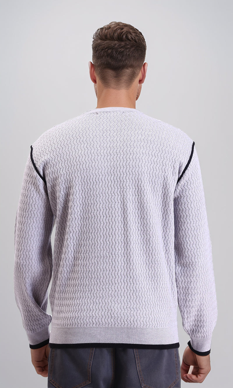 R214489 - Self Wave Line Crew Neck Sweater - Grey