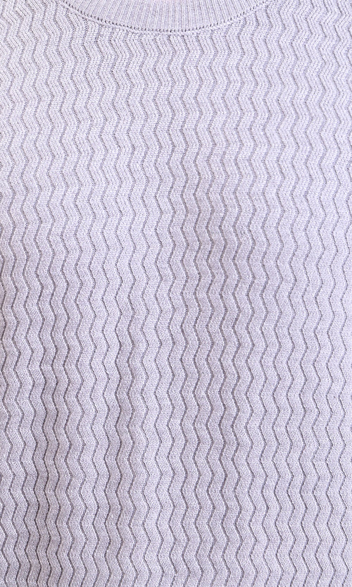 R214489 - Self Wave Line Crew Neck Sweater - Grey