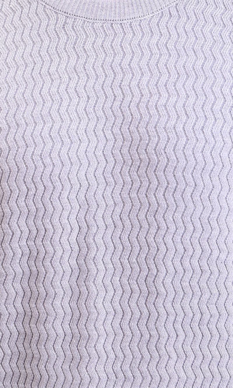 R214489 - Self Wave Line Crew Neck Sweater - Grey