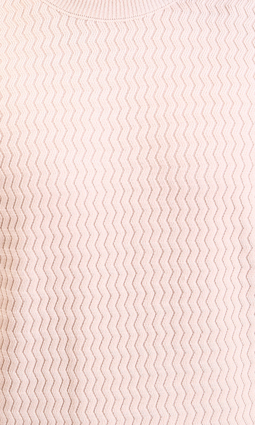 R214490 - Self Wave Line Crew Neck Sweater - Beige