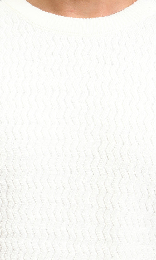 R214491 - Slip On Sweater with Piping Detail - White