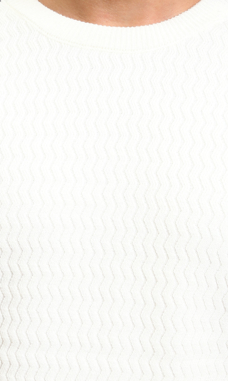 R214491 - Slip On Sweater with Piping Detail - White