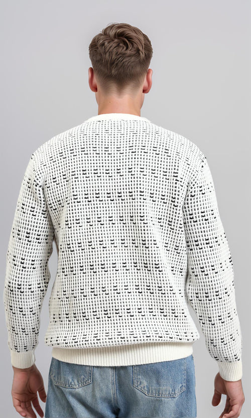 R214494 - Crew Neck Winter Knitted Sweater - Off-White