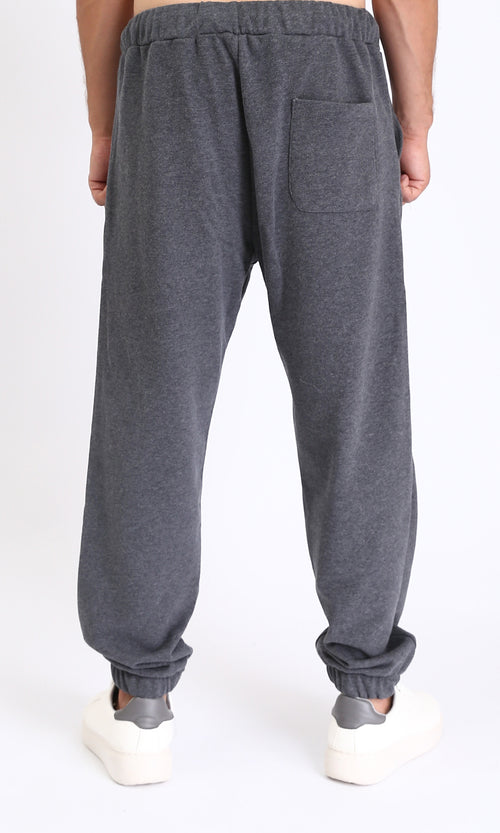 R214497 - Comfy Drawstring Pants with Hem - Heather Dark Grey