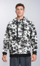 R214519 - Patterned Slip On Hoodie with Kangaroo Pocket - Black & White