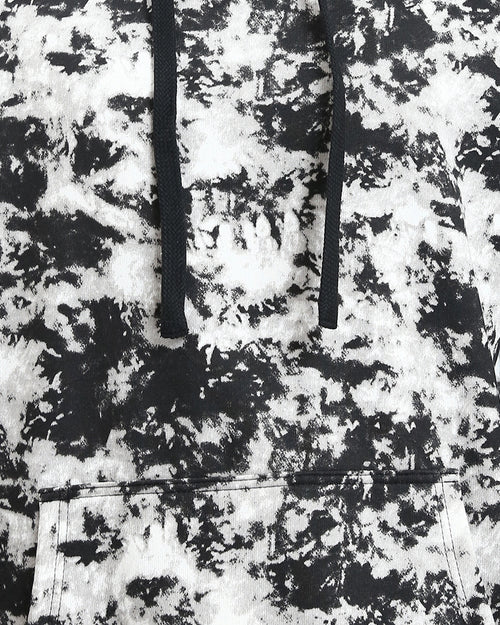 Ravin Men's Monochrome Abstract Splatter Knit Hoodie - Black & White - R214519