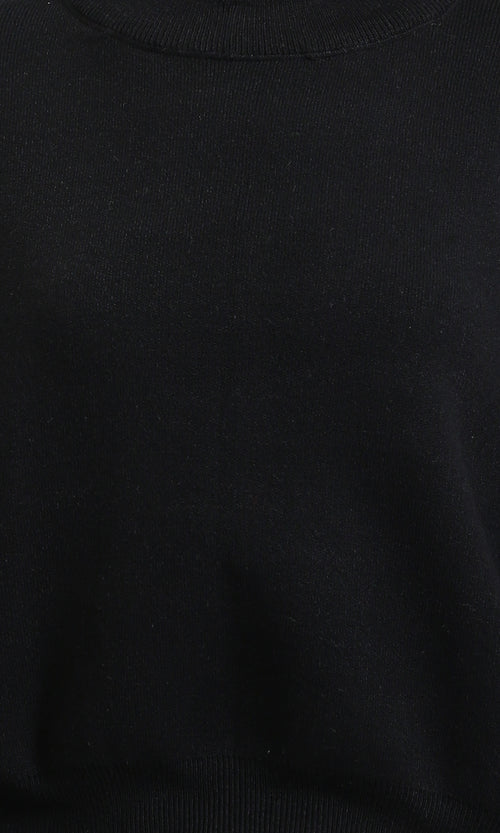 R214538 - Drop-Shoulders Solid Winter Sweatshirt - Black