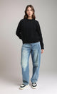 R214541 - Ribbed Round Neck Knitted Pullover - Black