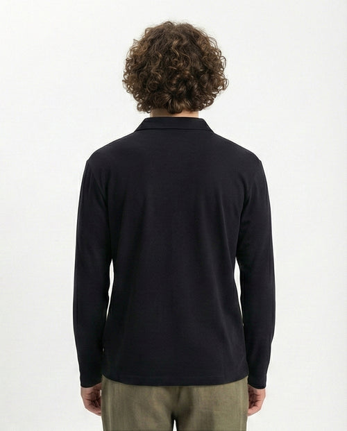 R214568 - Long Sleeves Slip On Polo Shirt - Black