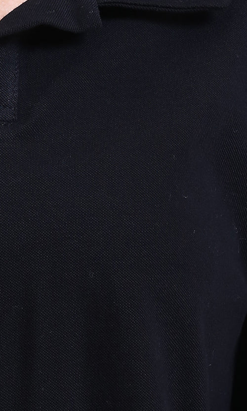 R214568 - Long Sleeves Slip On Polo Shirt - Black