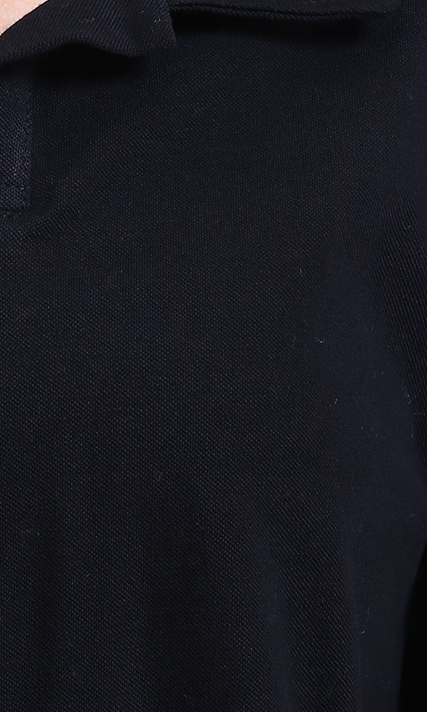 R214568 - Long Sleeves Slip On Polo Shirt - Black