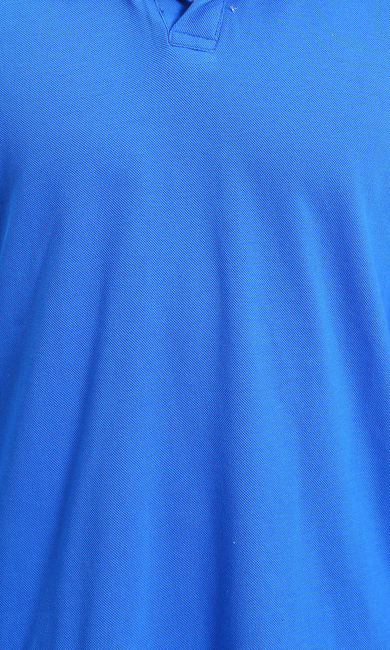 R214569 - Long Sleeves Solid Cotton Polo Shirt - Blue