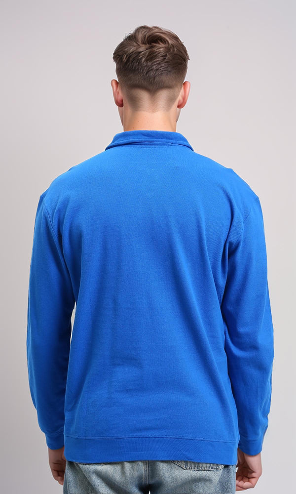 R214572 - Buttoned Classic Collar Basic Polo Shirt - Blue