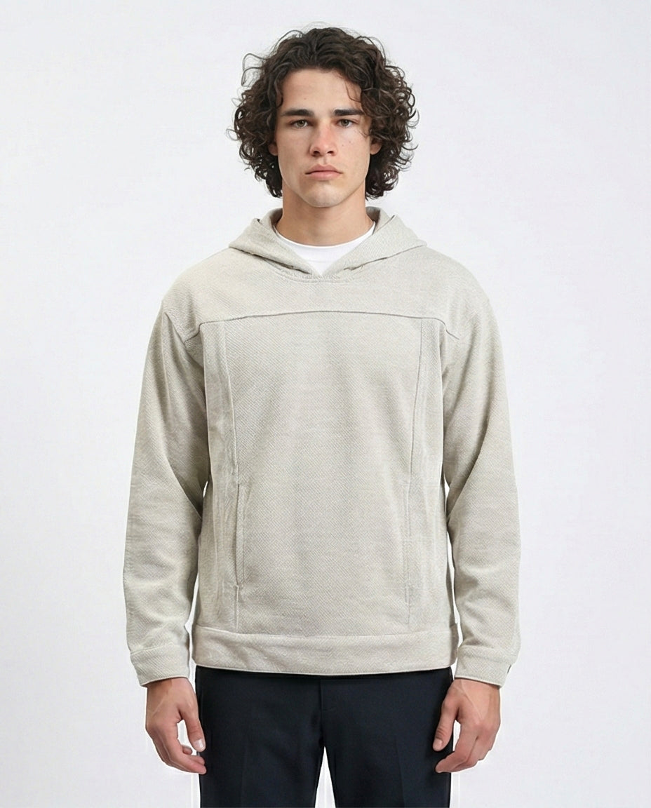 Light Ribbed Slip On Hoodie - Heather Grey