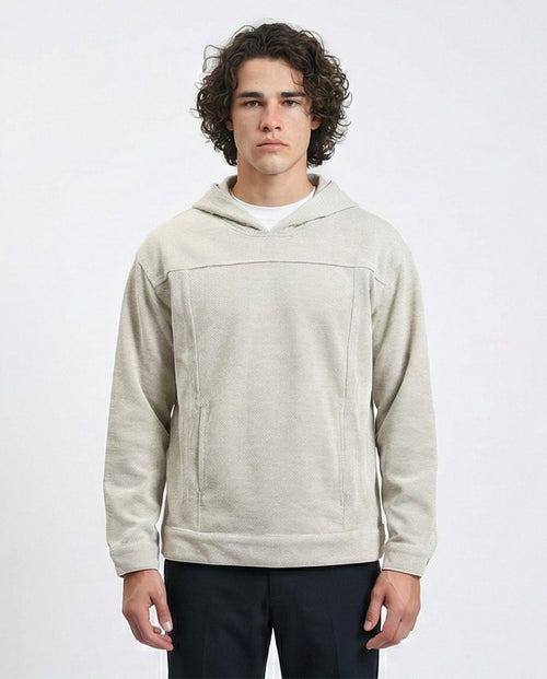 R214590 - Light Ribbed Slip On Hoodie - Heather Grey
