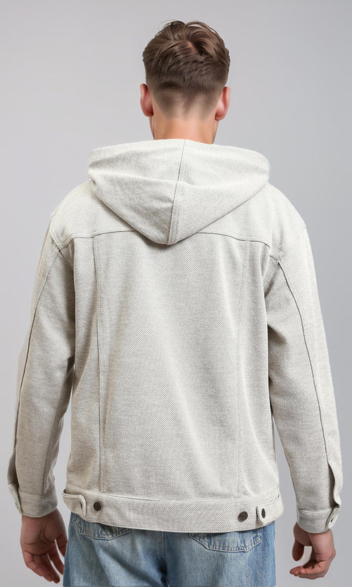 R214590 - Light Ribbed Slip On Hoodie - Heather Grey