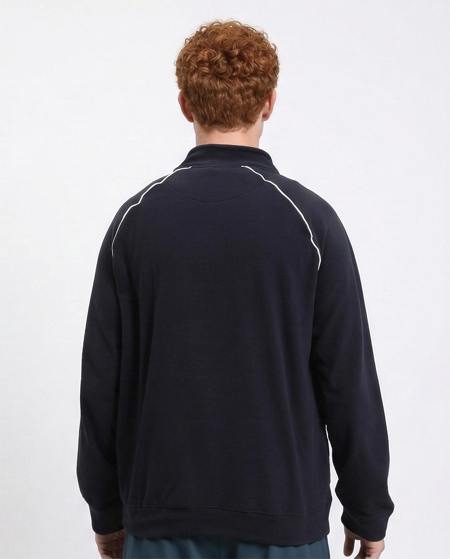 Ravin Men's Navy Fleece Track Jacket with Contrast Raglan Piping - R214591