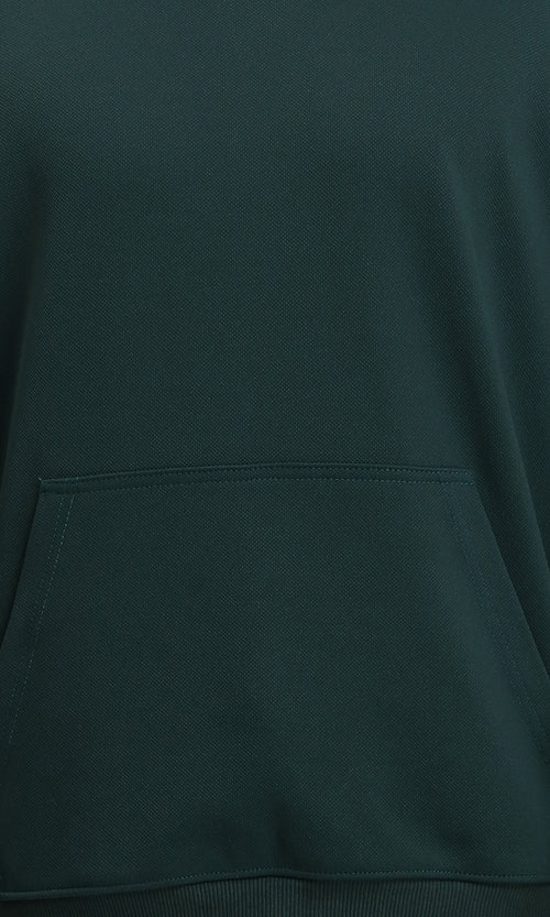 R214592 - Solid Regular Fit Basic Hoodie - Dark Green