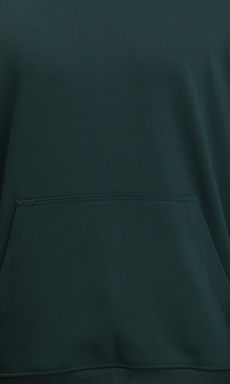 R214592 - Solid Regular Fit Basic Hoodie - Dark Green