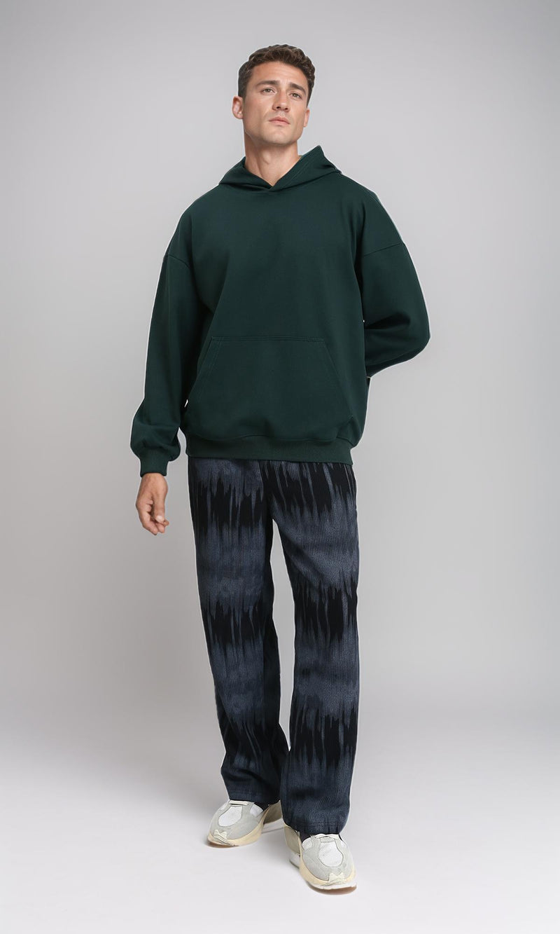 R214592 - Solid Regular Fit Basic Hoodie - Dark Green