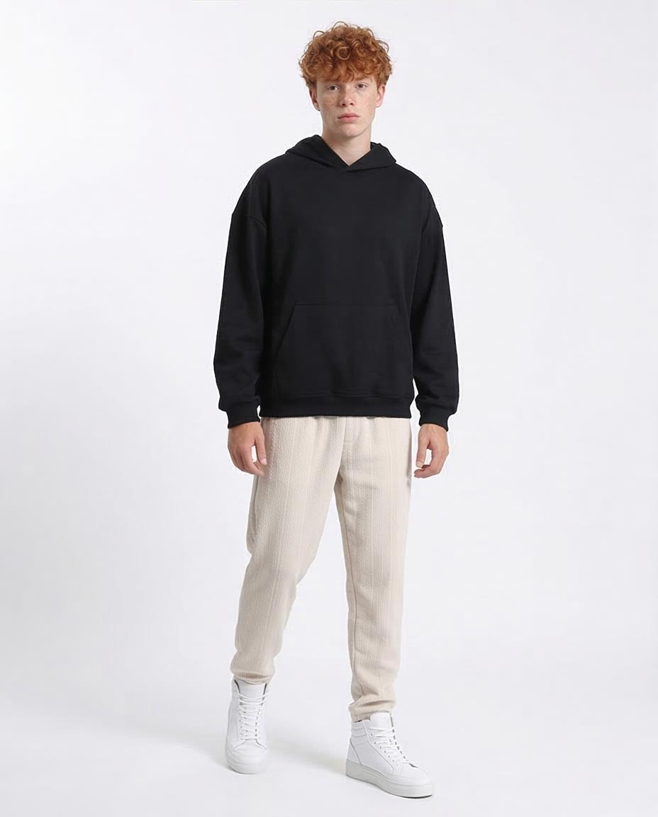 RAVIN Men’s Elevated Oversized Essential Hoodie – Black - R214593