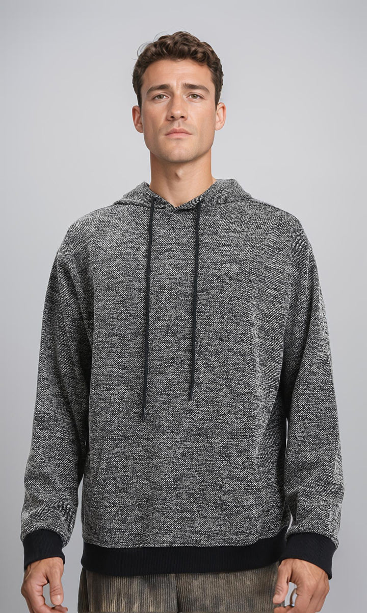 Long Sleeves Regular Fit Hoodie - Heather Black