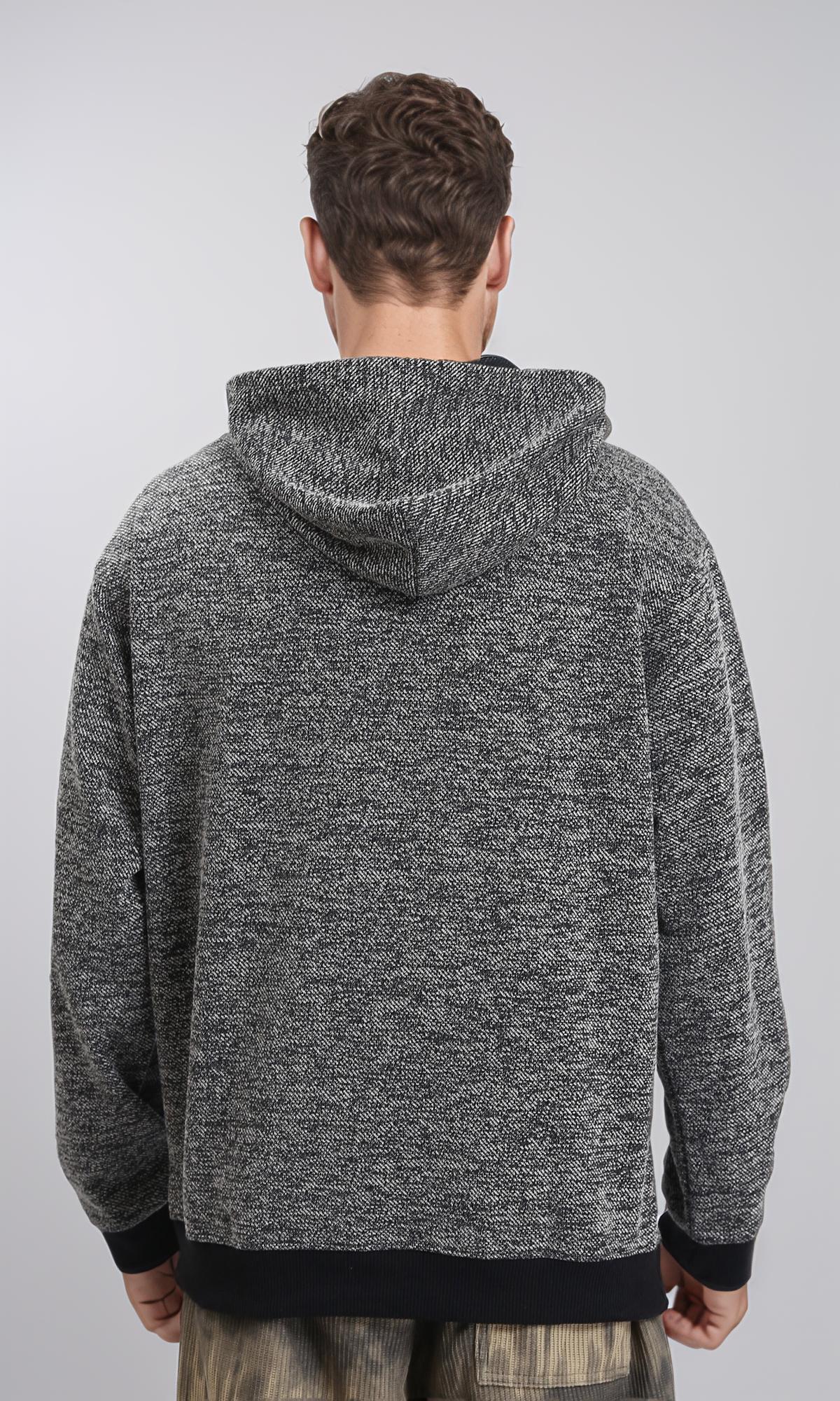 R214596 - Long Sleeves Regular Fit Hoodie - Heather Black