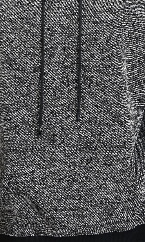 R214596 - Long Sleeves Regular Fit Hoodie - Heather Black