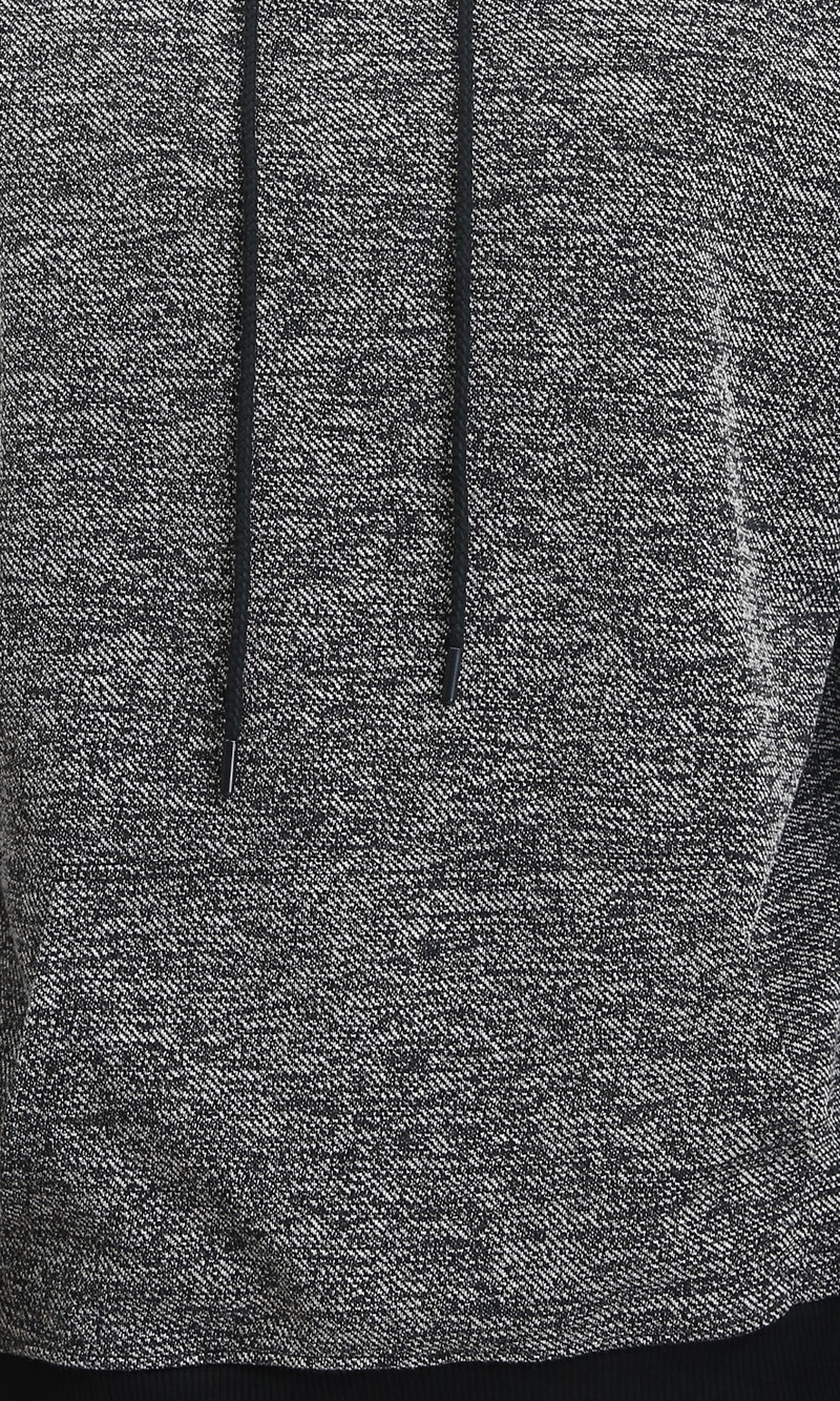 R214596 - Long Sleeves Regular Fit Hoodie - Heather Black