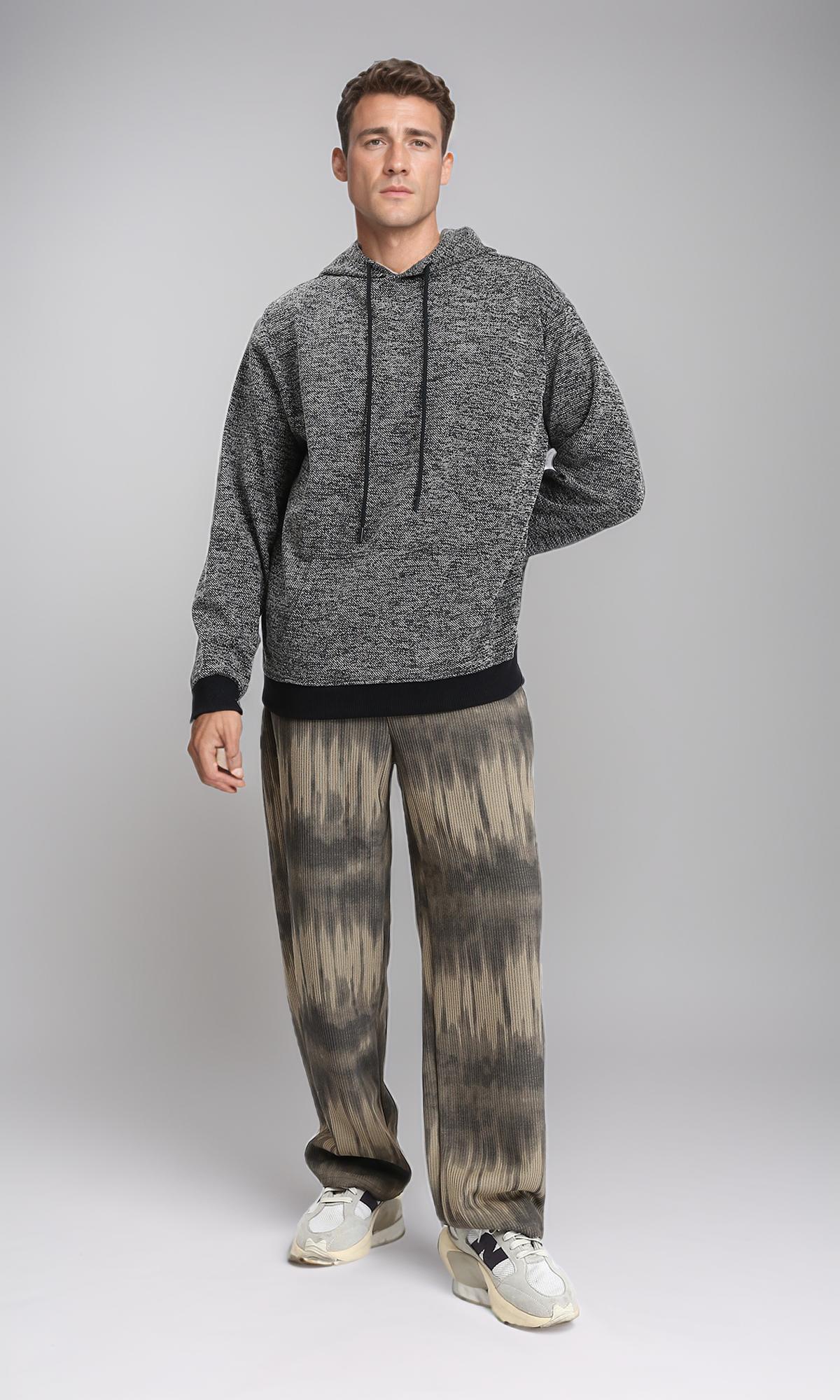 R214596 - Long Sleeves Regular Fit Hoodie - Heather Black