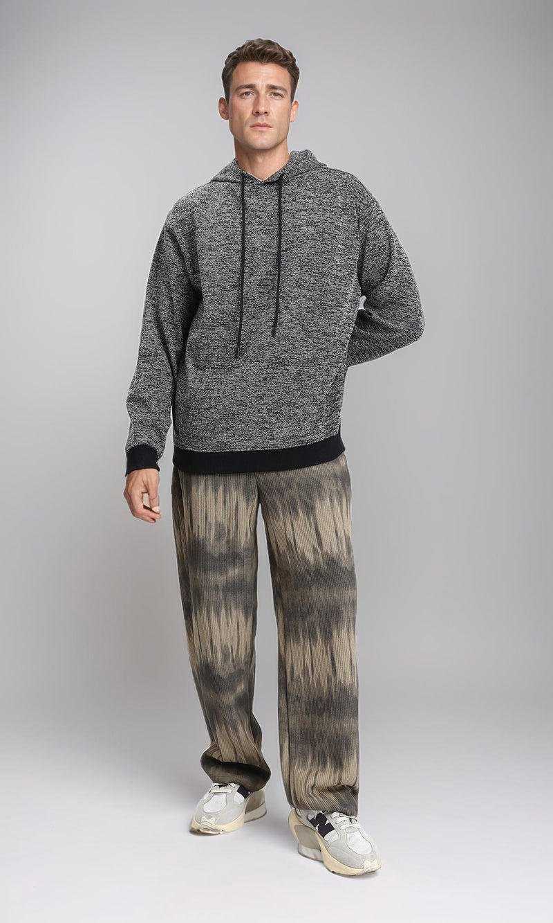 R214596 - Long Sleeves Regular Fit Hoodie - Heather Black