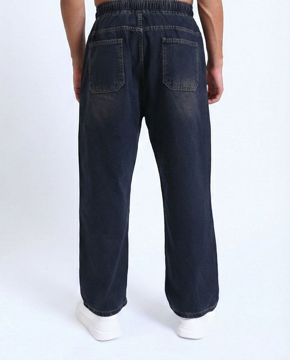 R214602 - Vintage Wash Relaxed Fit Jogger Jeans - Brownish Blue