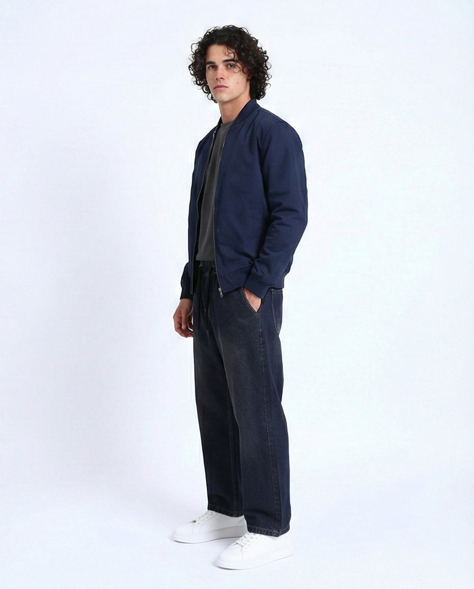 R214602 - Vintage Wash Relaxed Fit Jogger Jeans - Brownish Blue